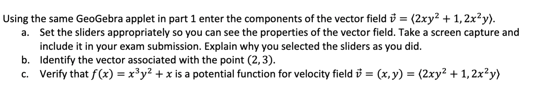 Solved Using the same GeoGebra applet in part 1 enter the | Chegg.com