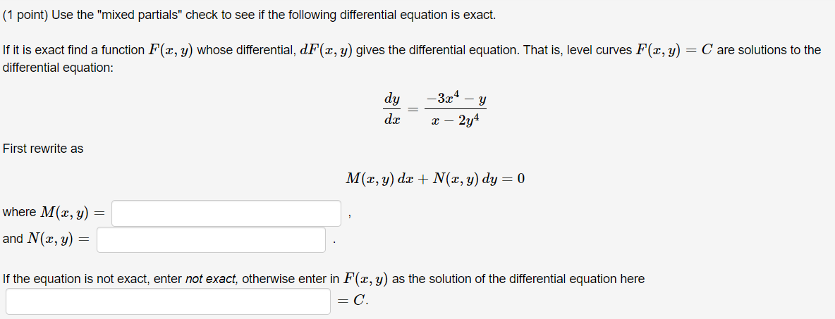 Solved (1 point) Use the 