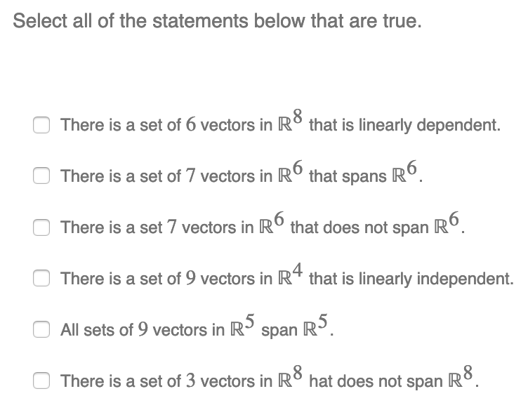 Solved Select all of the statements below that are true. | Chegg.com