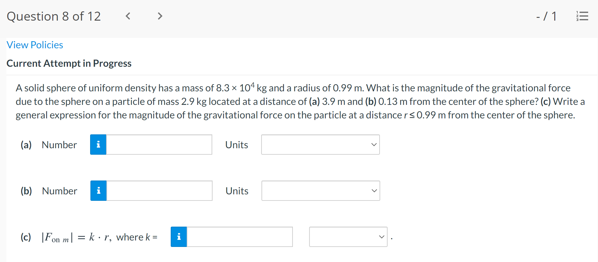 Solved A solid sphere of uniform density has a mass of 8.3