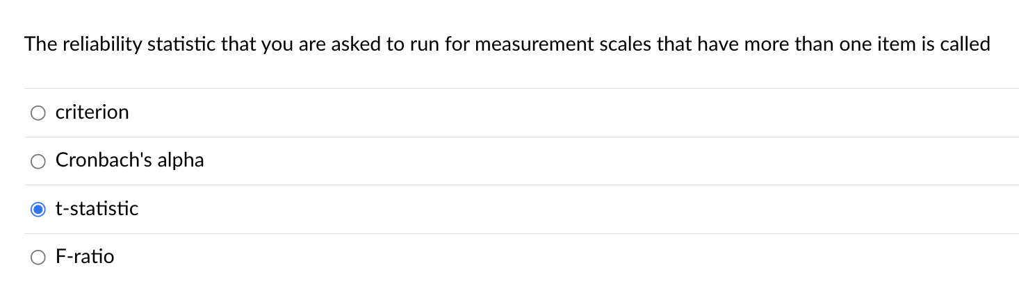 Solved The reliability statistic that you are asked to run | Chegg.com