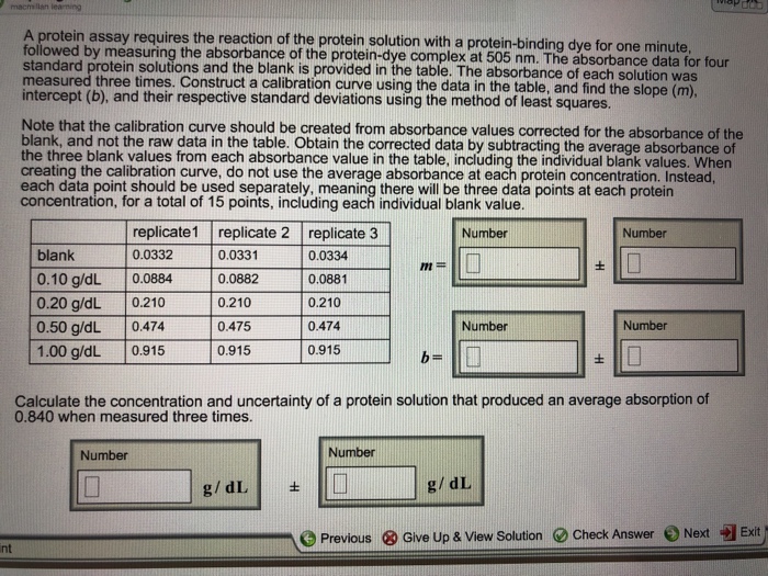 Solved A protein assay requires the reaction of the protein | Chegg.com