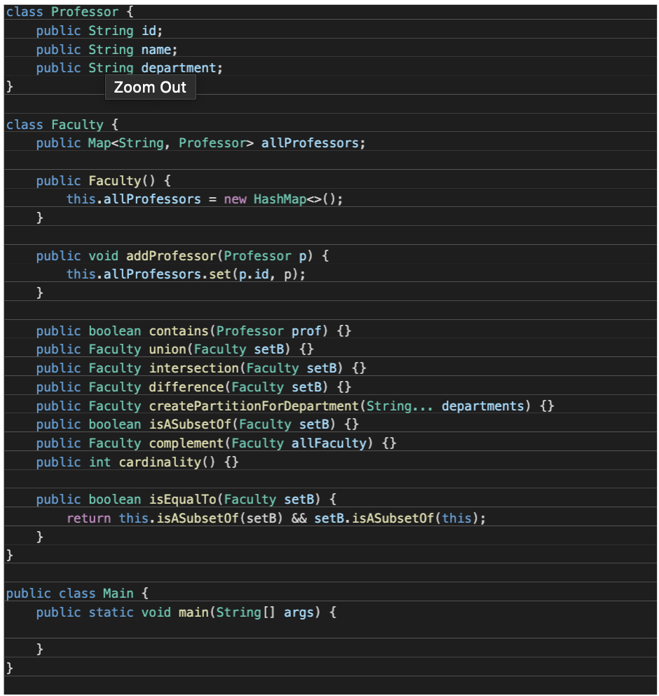 Using Java, implement a Set class and various | Chegg.com