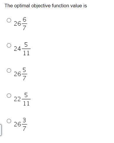 The optimal objective function value is
0 26
6
5
1241
22
26-
57
5
11
3
] 261
