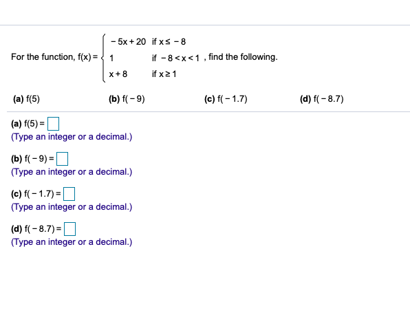 Solved 5x If Xs 8 For The Function F X 1 I Chegg Com