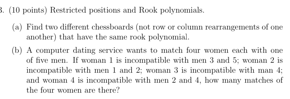 (10 ﻿points) ﻿restricted Positions And Rook 