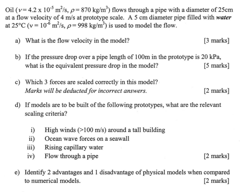 Solved Oil (v 4.2 x 10-5 m2/s, ρ 870 kg/m3) flows through a | Chegg.com