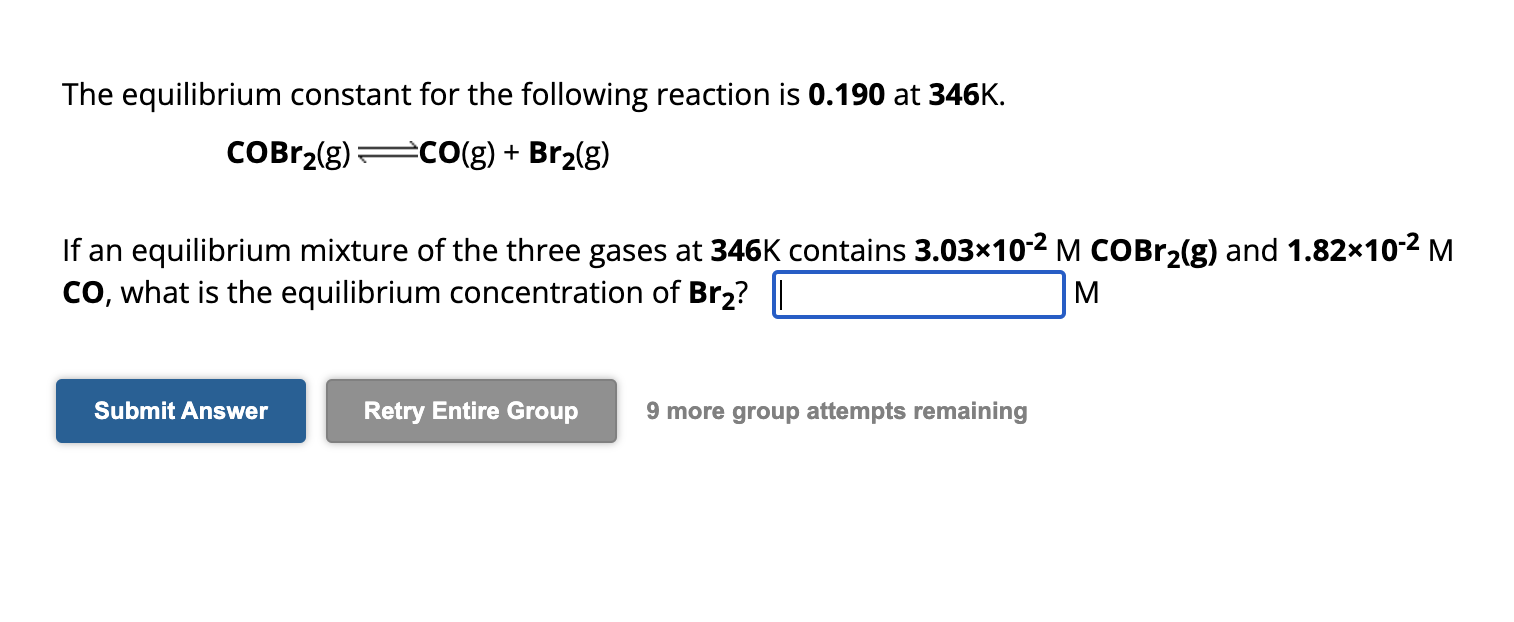 Solved The Equilibrium Constant For The Following Reaction | Chegg.com