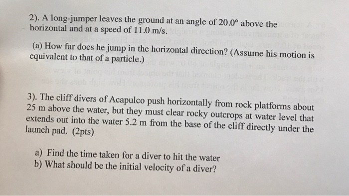 Solved A long-jumper leaves the ground at an angle of 20.0 | Chegg.com