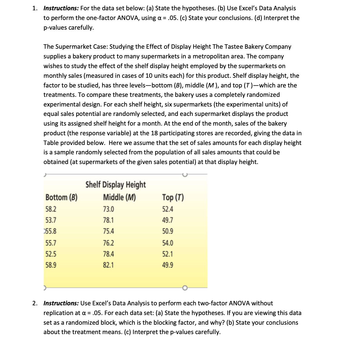1. Instructions: For the data set below: (a) State | Chegg.com