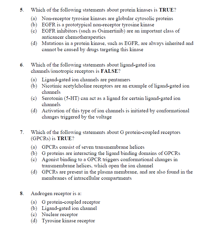 Solved 5. Which of the following statements about protein | Chegg.com