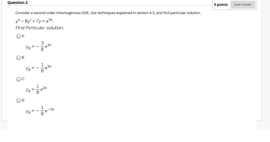 Solved Question 2 3 points Save Answer Consider a second | Chegg.com