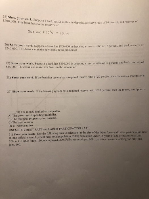 Solved 25 Show Your Work Suppose 200 000 This Bank Has Chegg