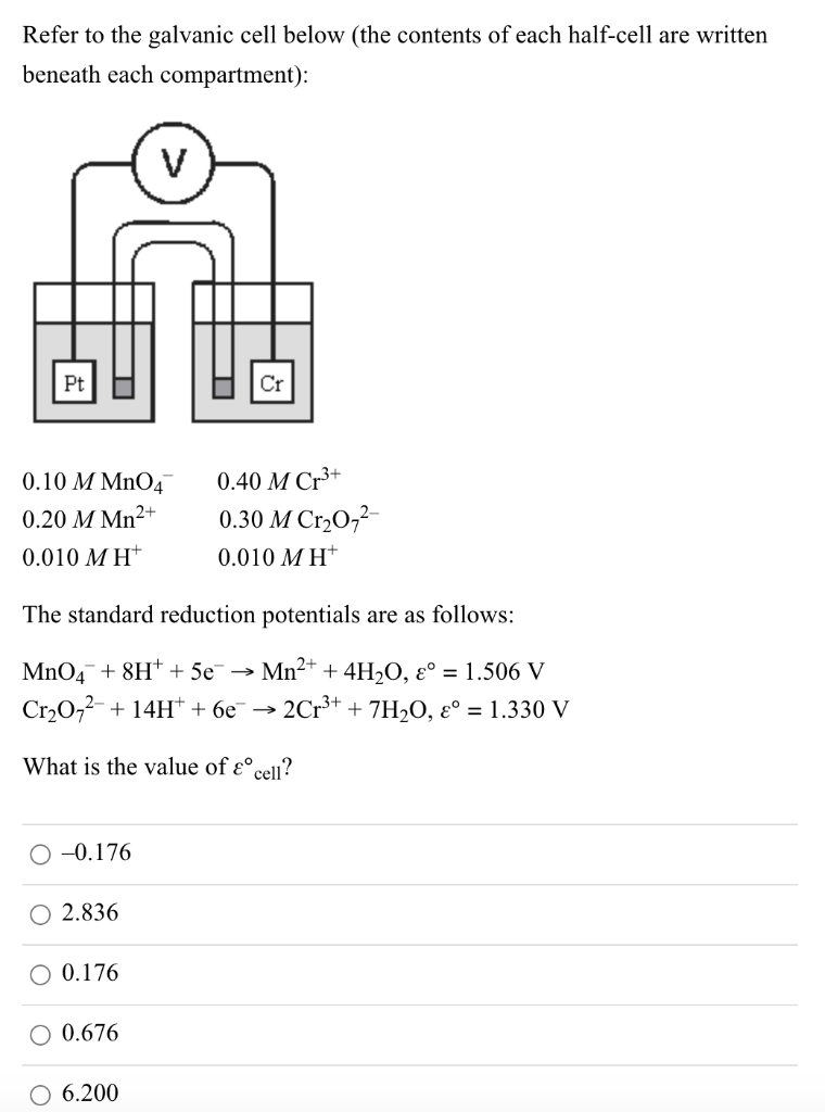 Solved Refer to the galvanic cell below (the contents of | Chegg.com