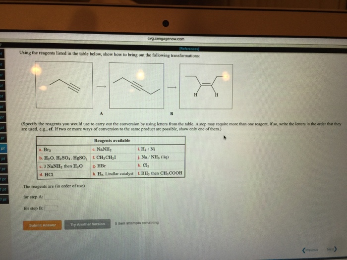 Solved Using The Reagents Listed In The Table Below Devise Chegg Com