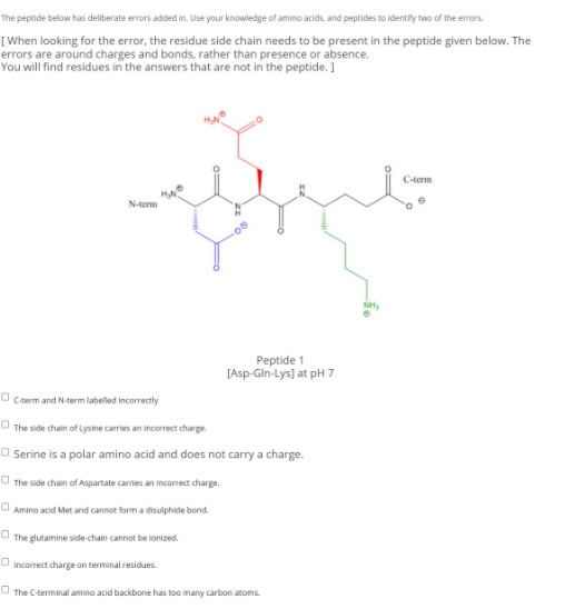Solved The peptide below has deliberate errors added in. Use