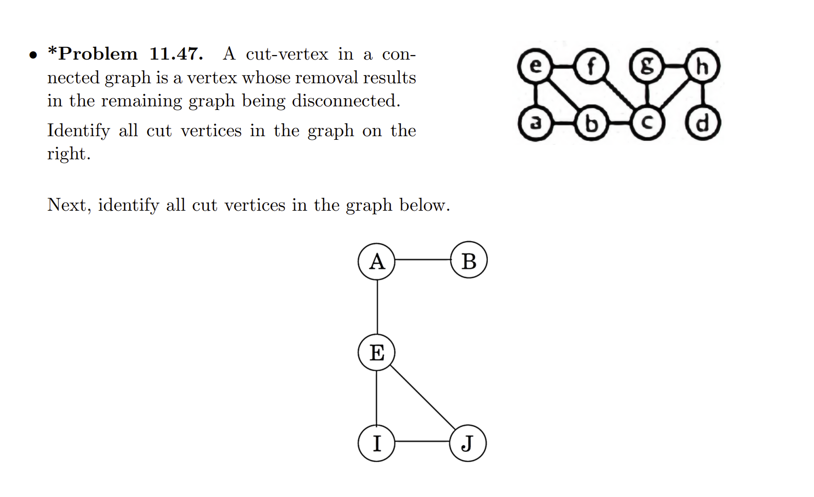 Solved - *Problem 11.47. A cut-vertex in a connected graph | Chegg.com