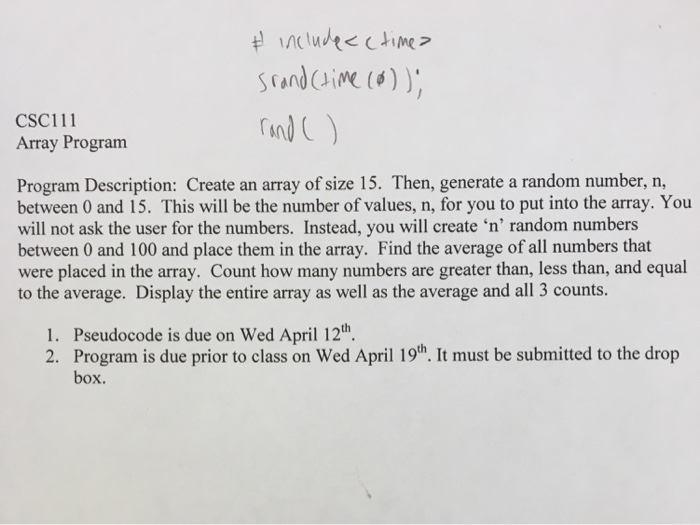 Solved Program Description: Create an array of size 15. | Chegg.com