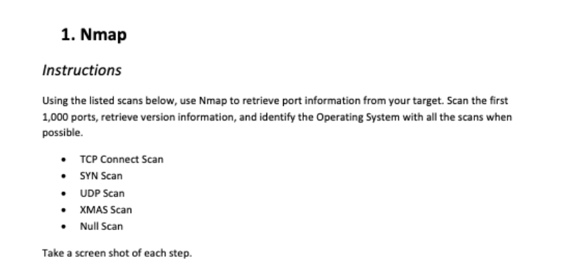 Solved 1 Nmap Instructions Using The Listed Scans Below Chegg Com   PhpkP17KR