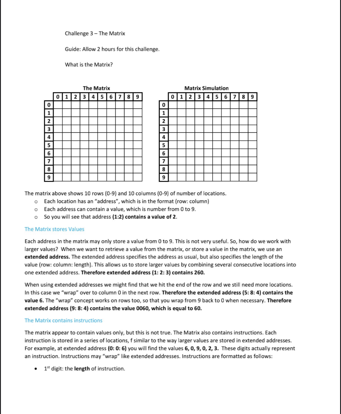 Solved Challenge 3 - The Matrix Guide: Allow 2 hours for | Chegg.com