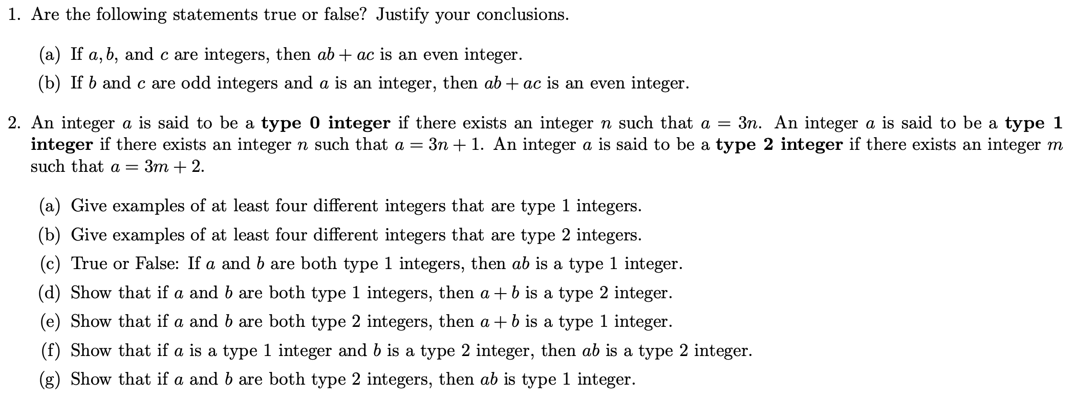 Solved 1. Are the following statements true or false?
