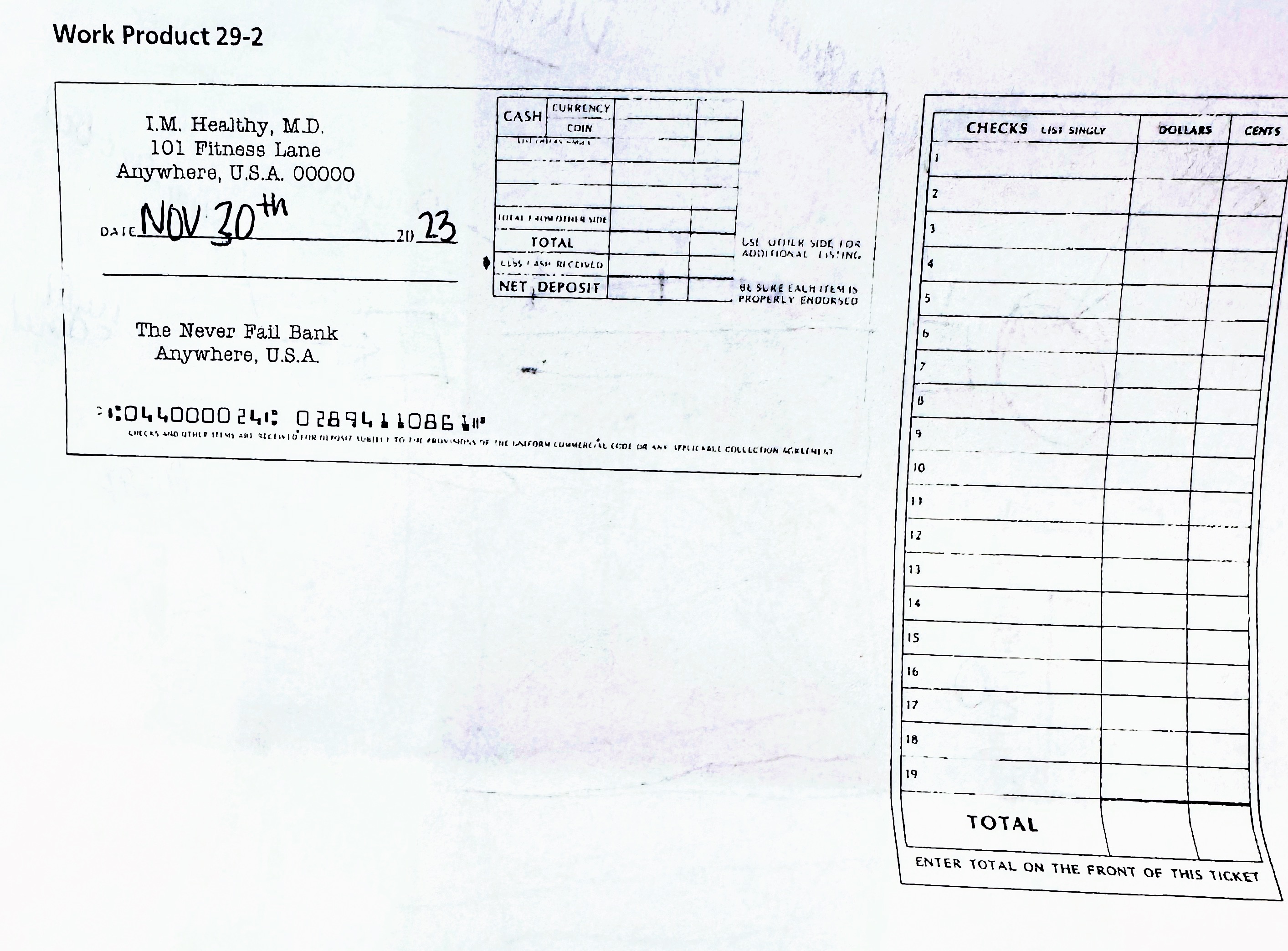 Solved 2. Prepare a Deposit Slip. Using Procedure 29-2 as a | Chegg.com