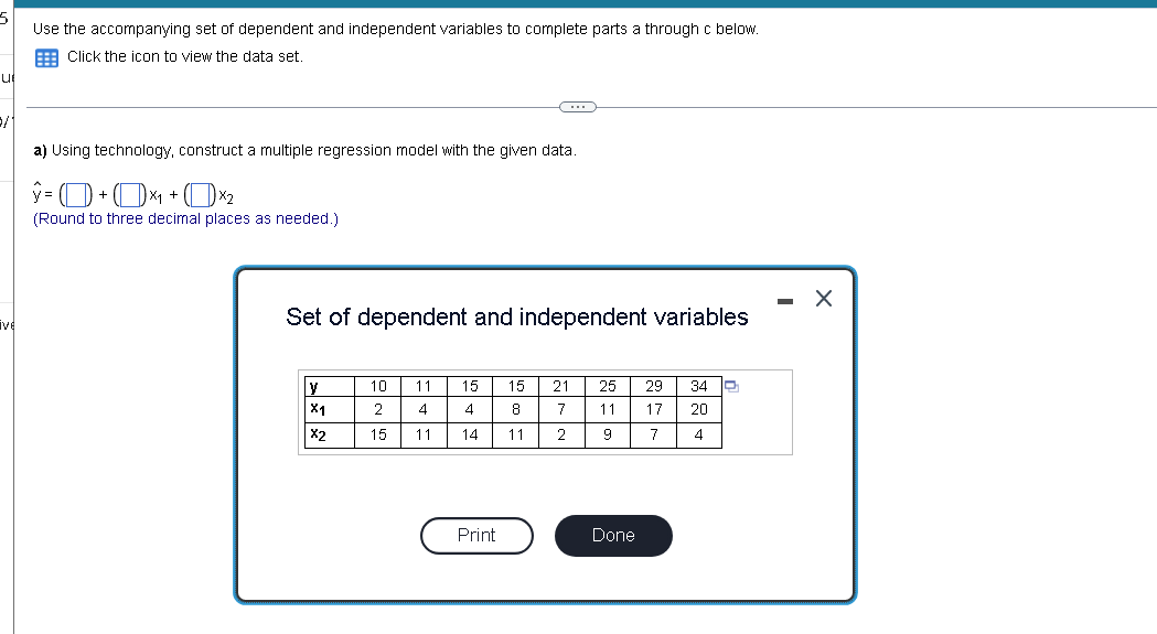 Solved a) Using technology, construct a multiple regression | Chegg.com