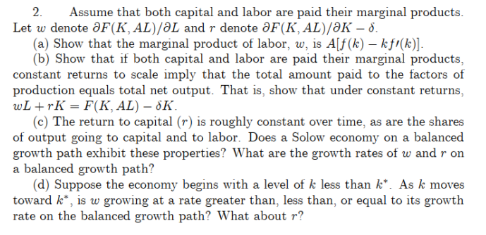 Solved 2. Assume that both capital and labor are paid their | Chegg.com