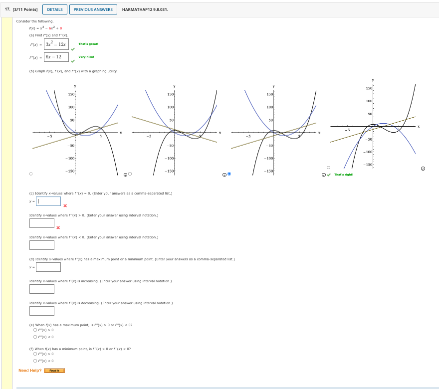 Solved Consider the following. f(x)=x3−6x2+8 (a) Find f′(x) | Chegg.com