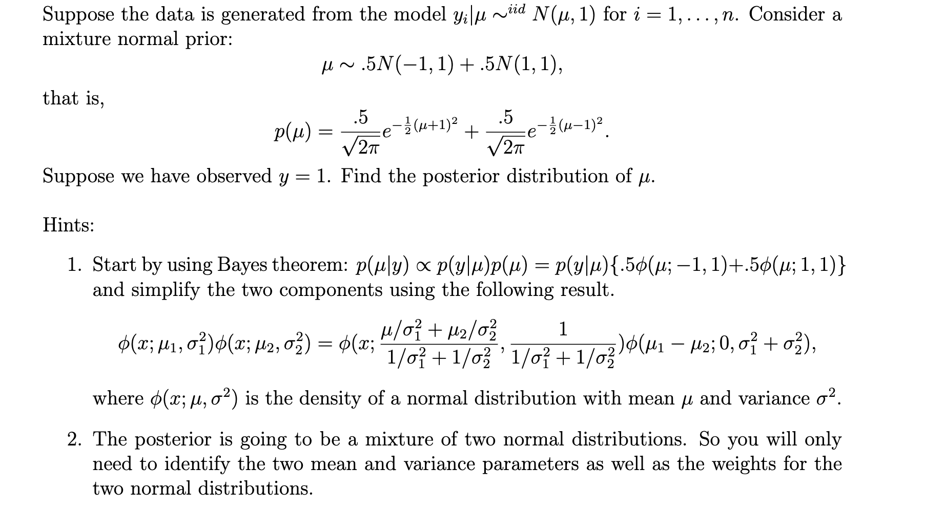 Solved Suppose the data is generated from the model | Chegg.com