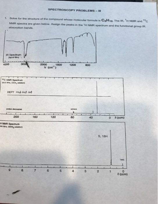 Solved SPECTROSCOPY PROBLEMSII 1. Solve for the structure