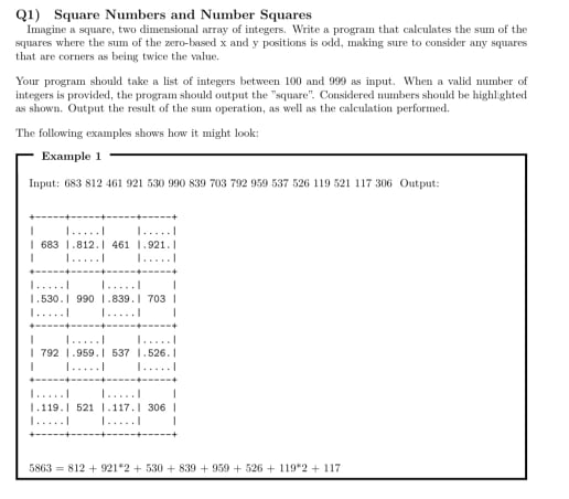 Solved Q1) Square Numbers and Number Squares Imagine a | Chegg.com