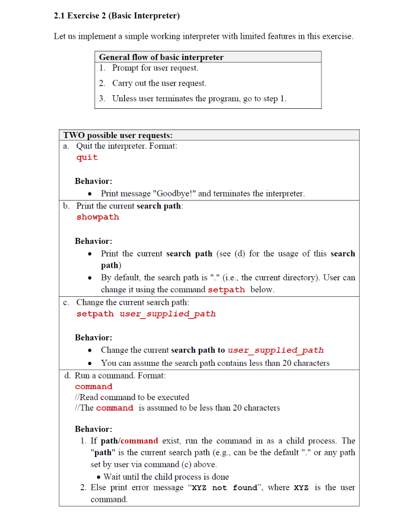 Section 2. Command Line Interpreter (Exercise 2 and | Chegg.com