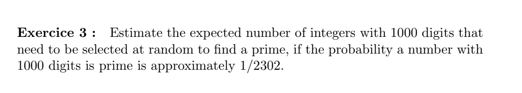 Solved Exercice 3: Estimate the expected number of integers | Chegg.com
