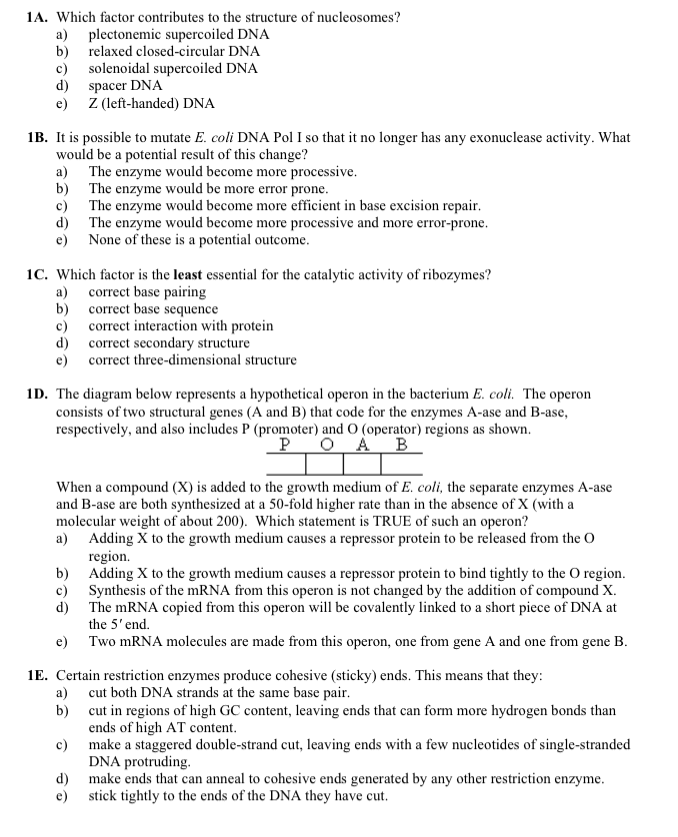 Solved 1A. Which factor contributes to the structure of | Chegg.com