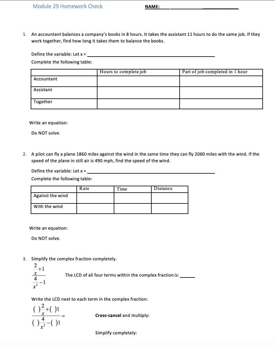 Solved Module 29 Homework Check NAME: 1. An accountant | Chegg.com