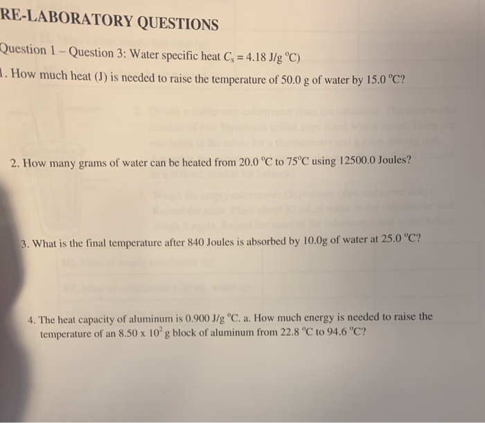 Solved Re Laboratory Questions Question 1 Question 3 Wat Chegg Com