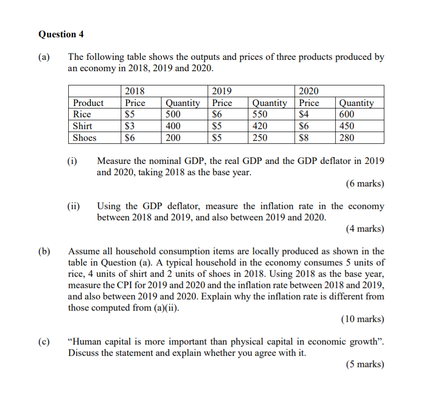 Solved Question 4 (a) The following table shows the outputs | Chegg.com