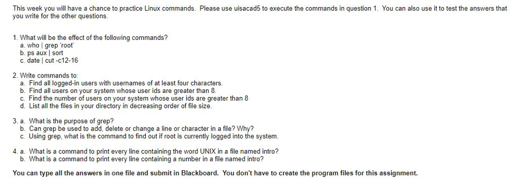 Solved This week you will have a chance to practice Linux | Chegg.com