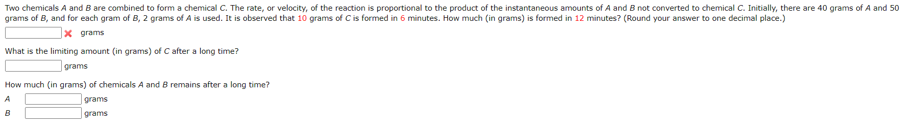 Solved Two chemicals A and B are combined to form a chemical | Chegg.com