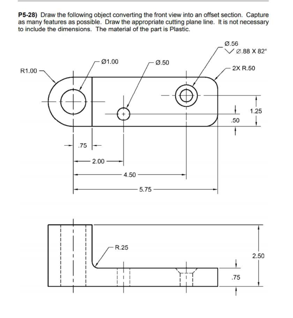 Solved Engineering Drawing Section View Please help | Chegg.com