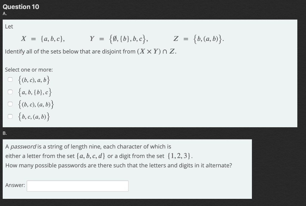 Solved Question 10 A Let A B C Y O B B C Z I Chegg Com