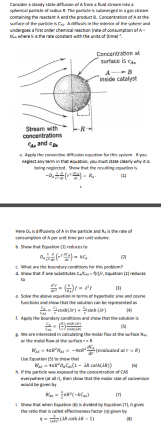 Solved Consider a steady state diffusion of A from a fluid | Chegg.com