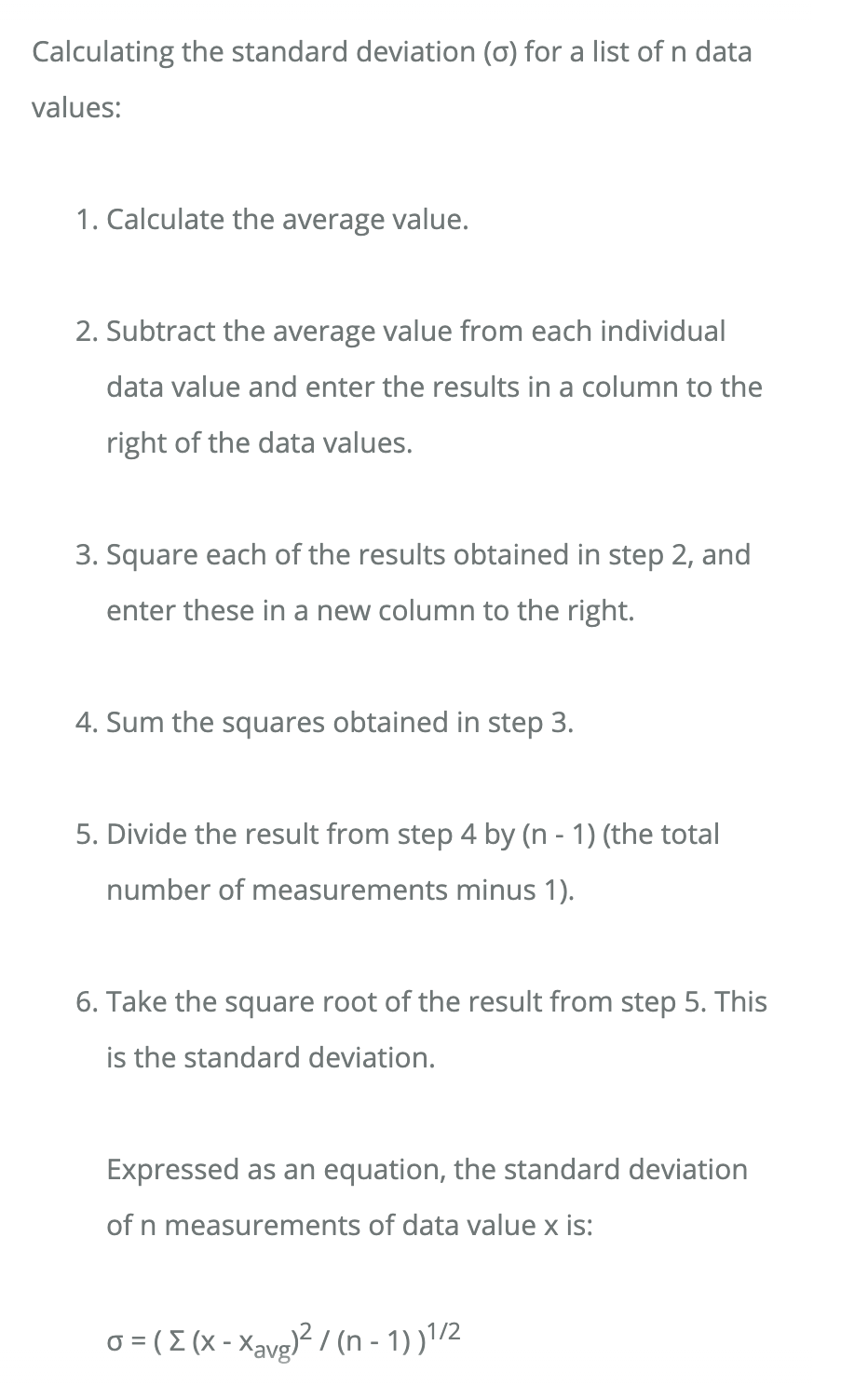 Solved Calculating the standard deviation (o) for a list of | Chegg.com