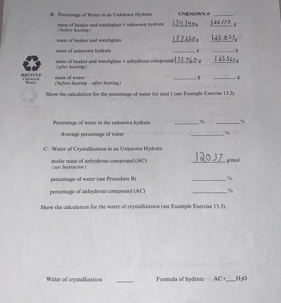 Solved Percentage of water in Alum Hydrate. Show the