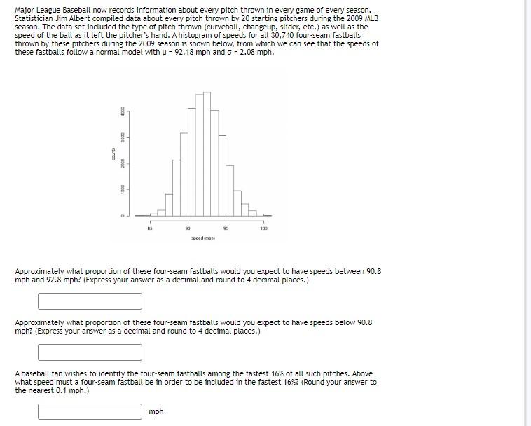 Solved Major League Baseball now records information about | Chegg.com