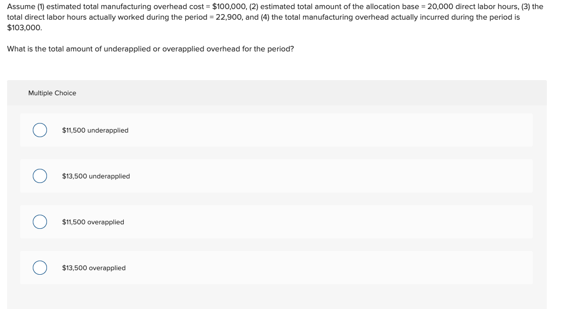 Solved Assume (1) estimated total manufacturing overhead