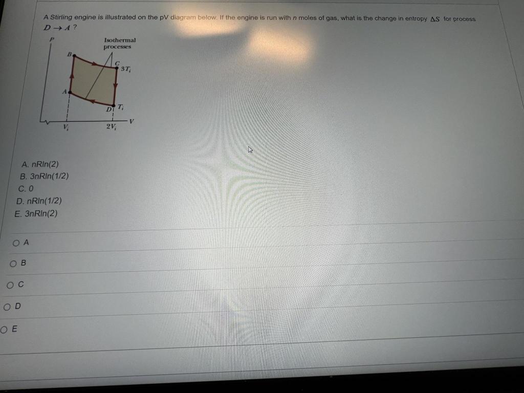 Solved A Stirling engine is illustrated on the pV diagram | Chegg.com