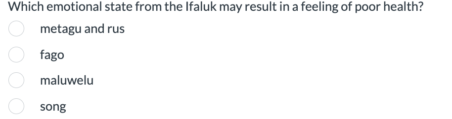 Solved Which emotional state from the Ifaluk may result in a | Chegg.com