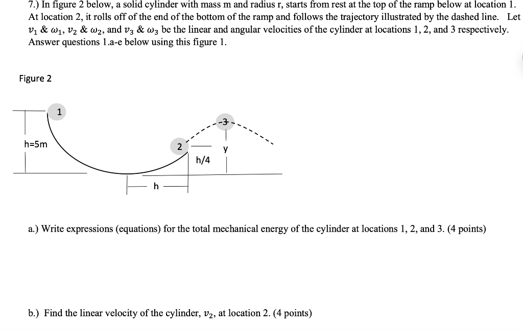 Solved 7.) In figure 2 below, a solid cylinder with mass m | Chegg.com